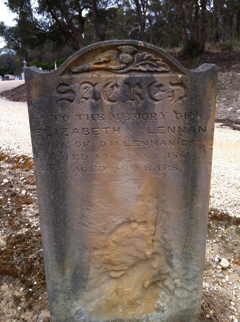 Photo of headstones/Elizabeth McLennan d1861 hstn Castlemaine Gen cem